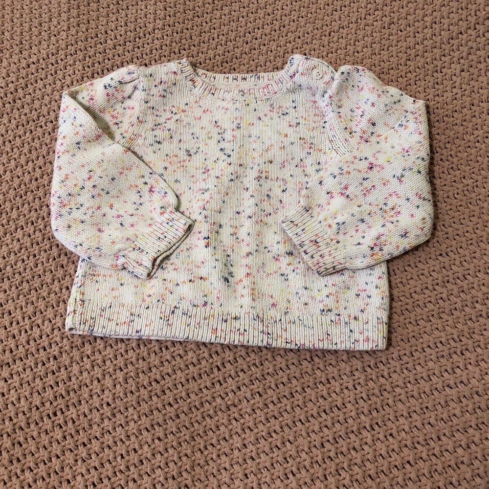 GAP Cream Speckled Knit Sweater with Multicolor Confetti